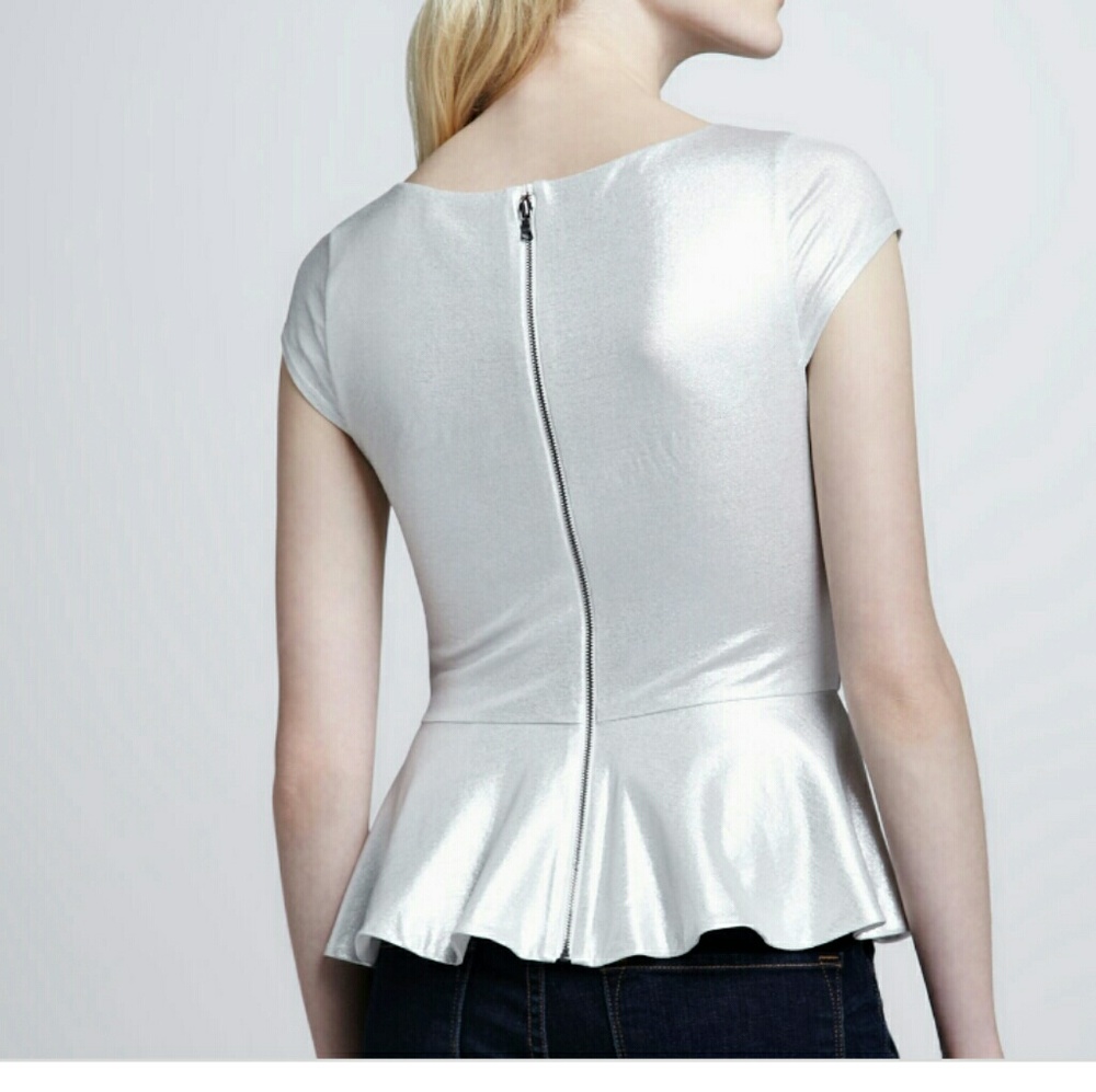 Alice + Olivia Ella peplum top silver - Picture 4 of 8